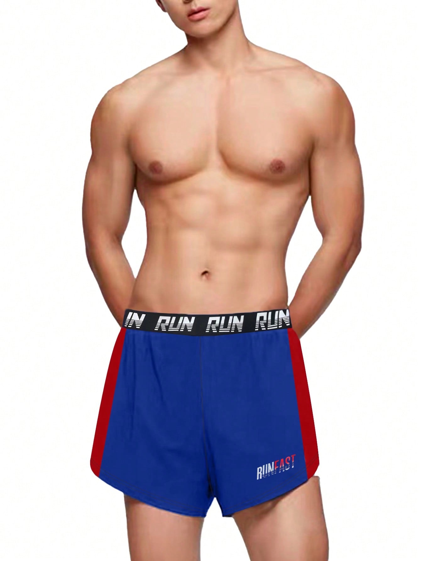 Men's Color-Block Letter Print Athletic Shorts