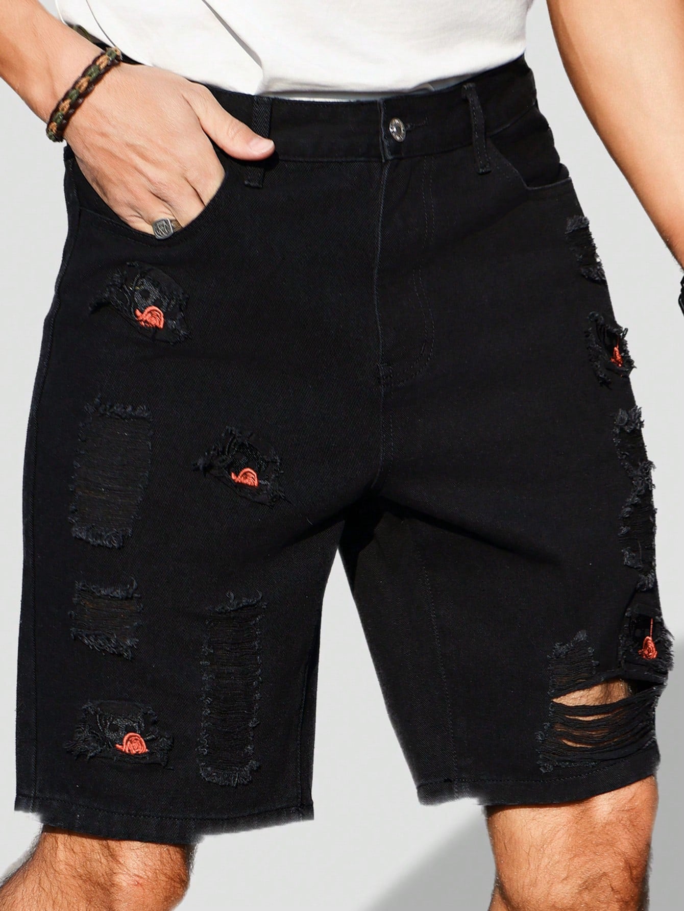 Men's Casual Distressed Denim Shorts