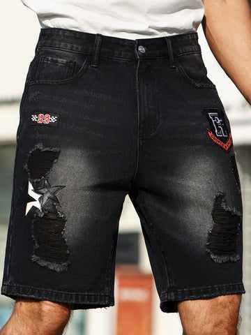 Men's Washed Ripped Denim Shorts