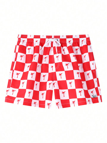 Men's Palm Tree Print Beach Shorts