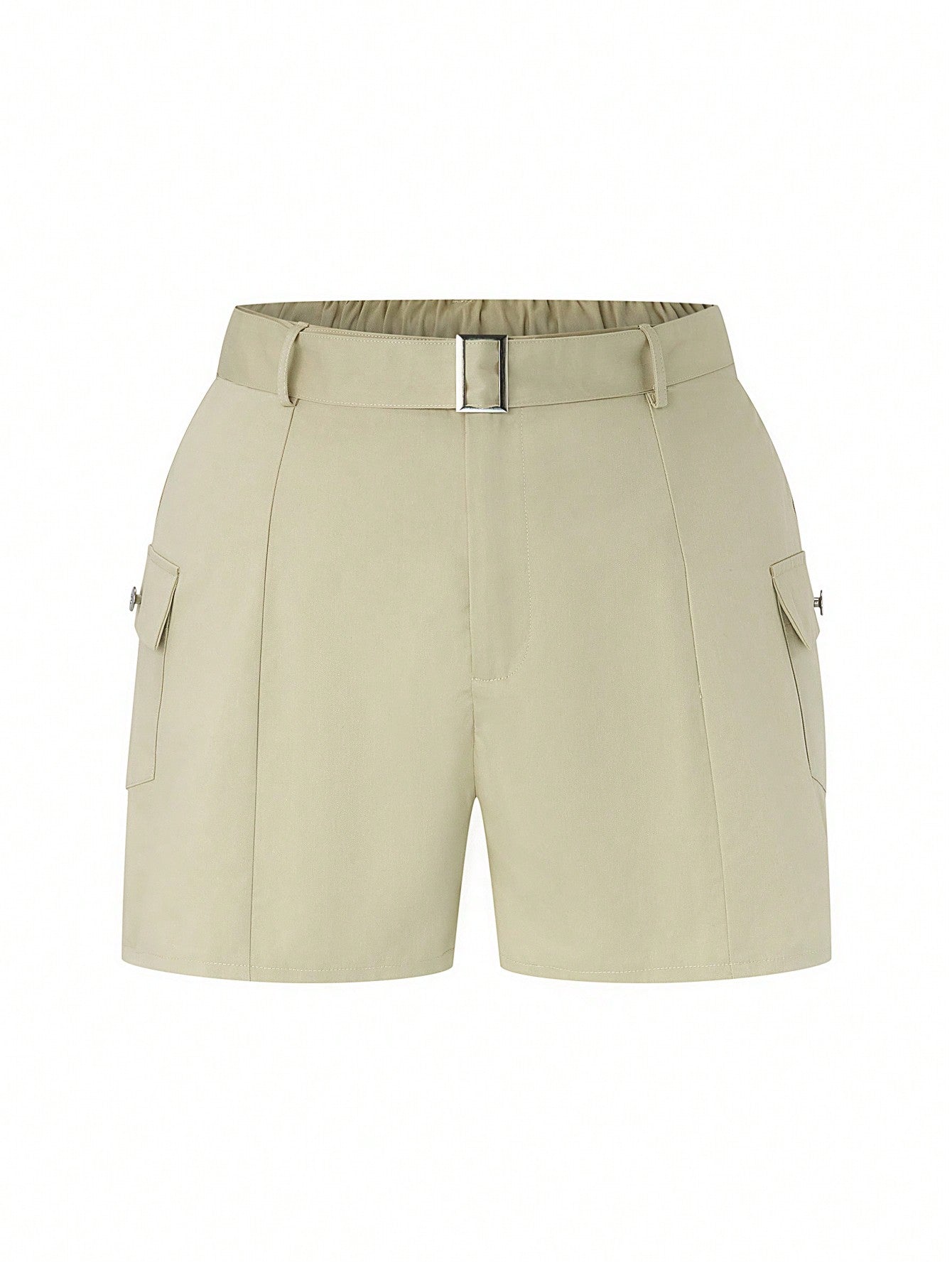 Plus Size Solid Color Shorts With Pockets