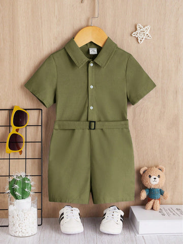 Baby Boy Casual Romper With Camouflage Pattern