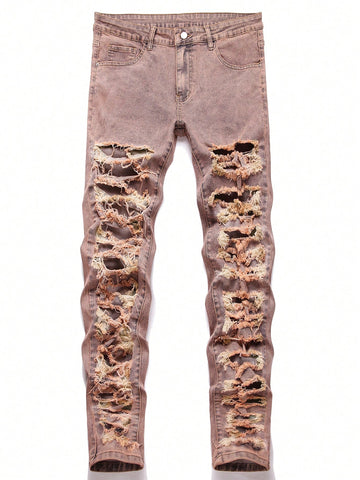 Men's Distressed Straight-Leg Jeans