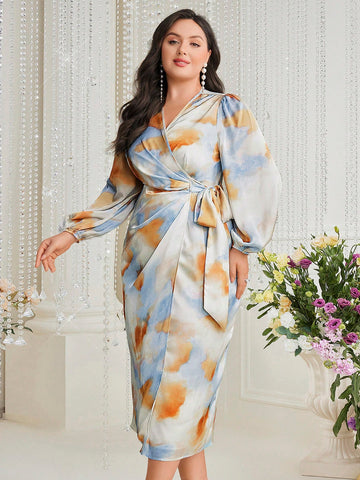 Women's Plus Size Printed Dress, Wedding Guest Dress