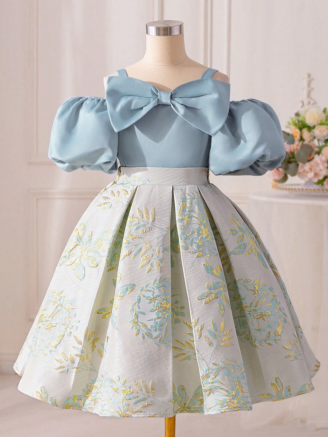 Tween Girl Spaghetti Straps Butterfly Decor Top With Cutout Detail And Tweed Pleated Skirt Set