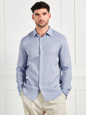 Men's Light Blue Casual Fit Long Sleeve Shirt