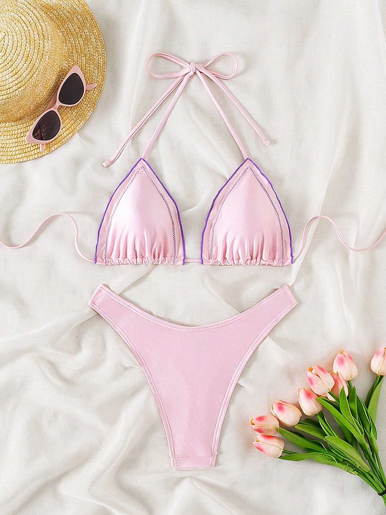 V-Neck Halter Bikini Set