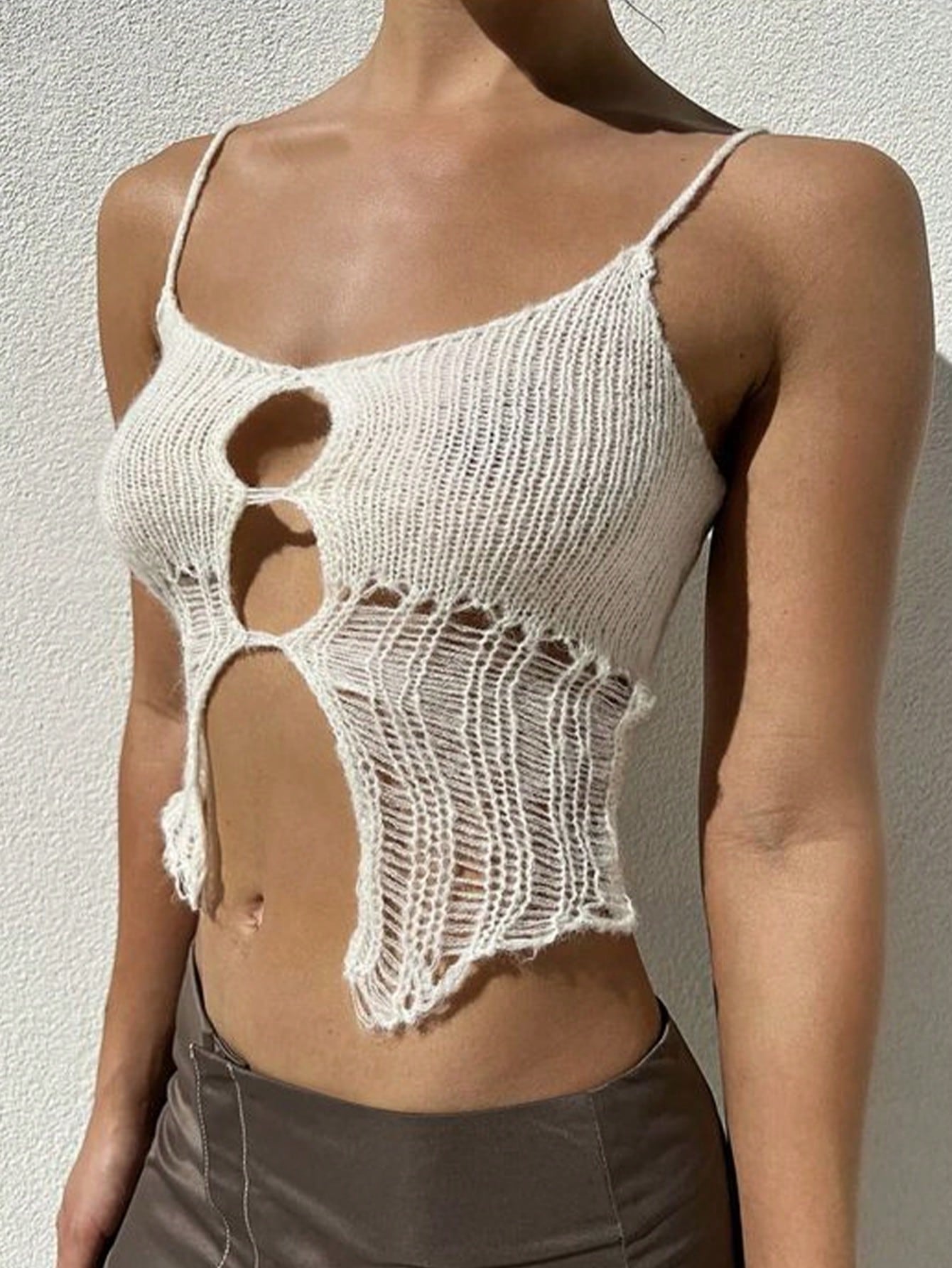 Hollow Out Knitted Cami Top