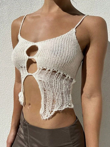 Hollow Out Knitted Cami Top