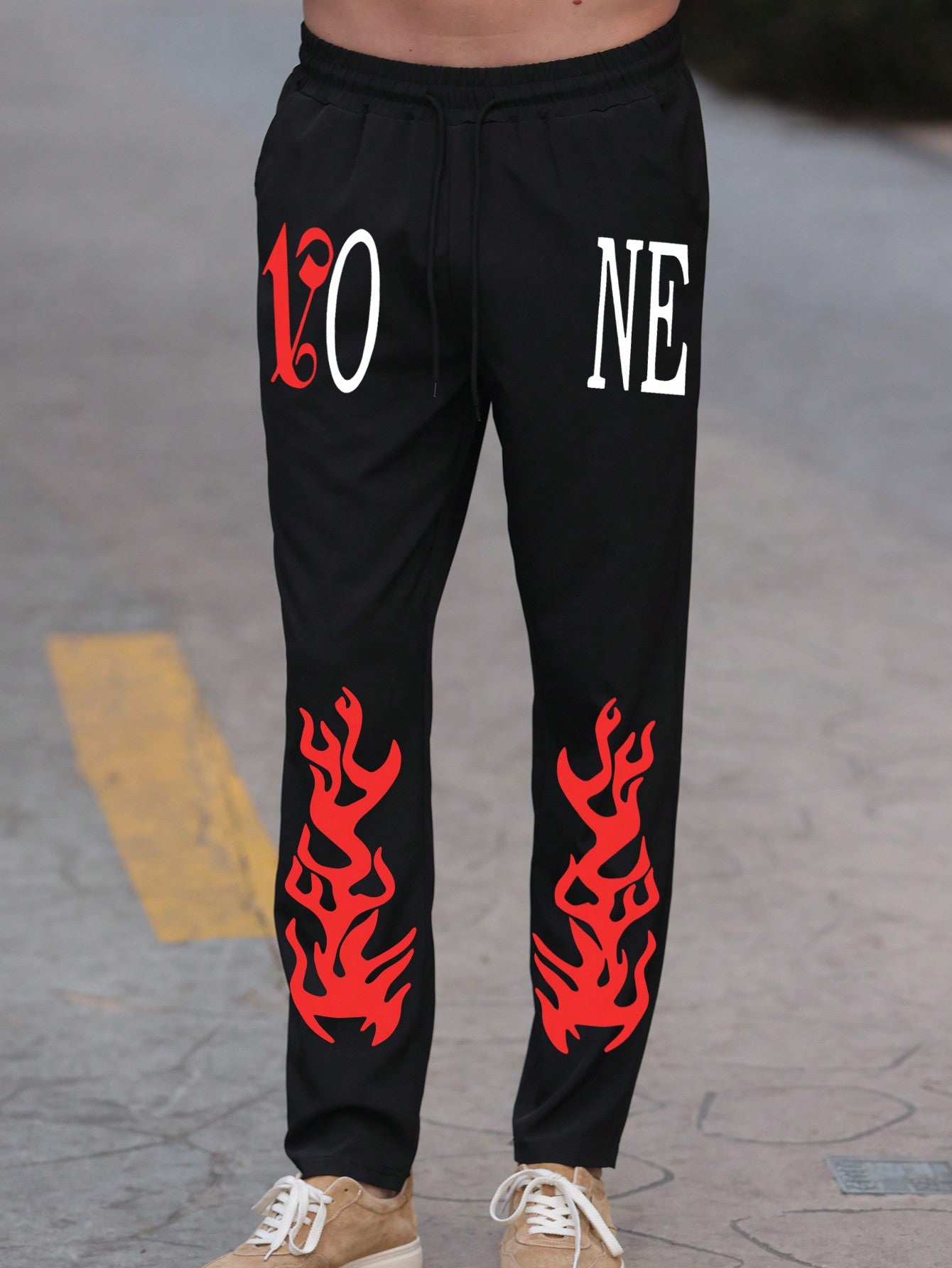 Men's Graffiti Print Drawstring Pants