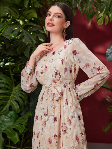 Women's Floral Print Long Sleeve Dress