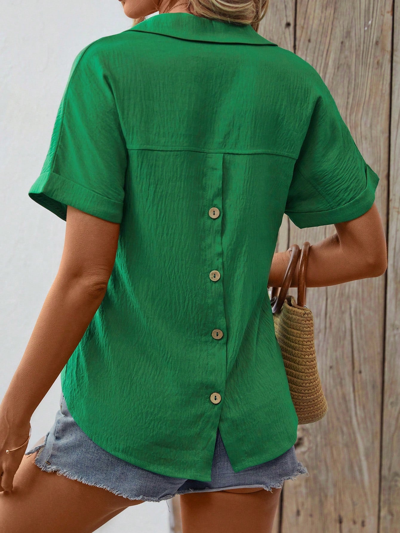 Women's Back Button Short Sleeve Shirt