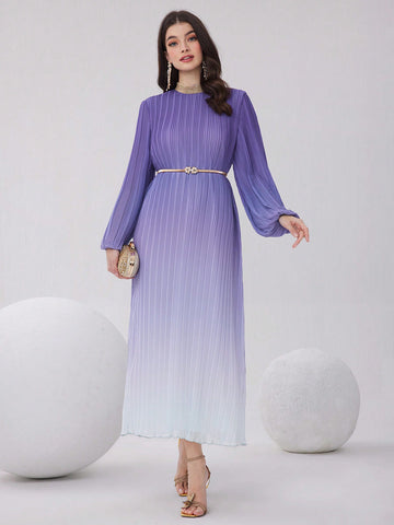 Ladies' Gradient Lantern Sleeve Dress