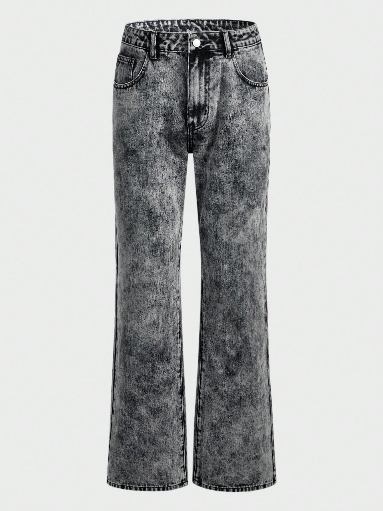 Men's Snow Washed Bootcut Jeans With Oblique Pockets