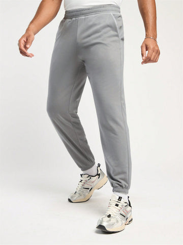 Men's Spring And Summer Casual Fitted Gray Sports Sweatpants Pants