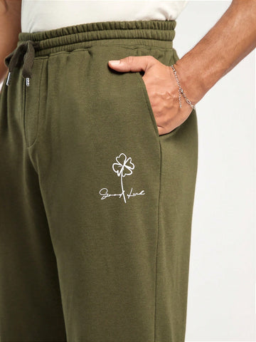 Men's Spring And Summer Casual Loose Leggings Green Lucky Clover Printed Jogging Pants