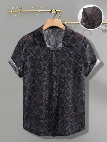 Men's Short Sleeve Shirt With All-Over Print