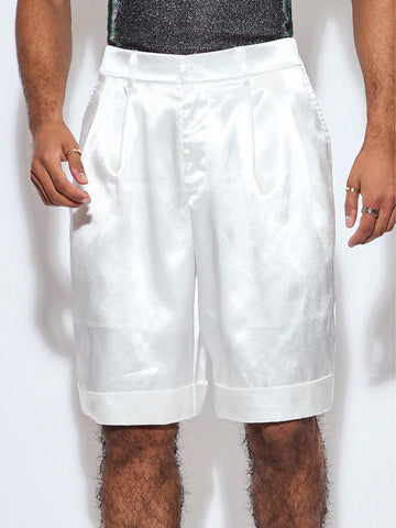 Men's Music Festival Wedding Season Woven Colorful Striped White Shorts