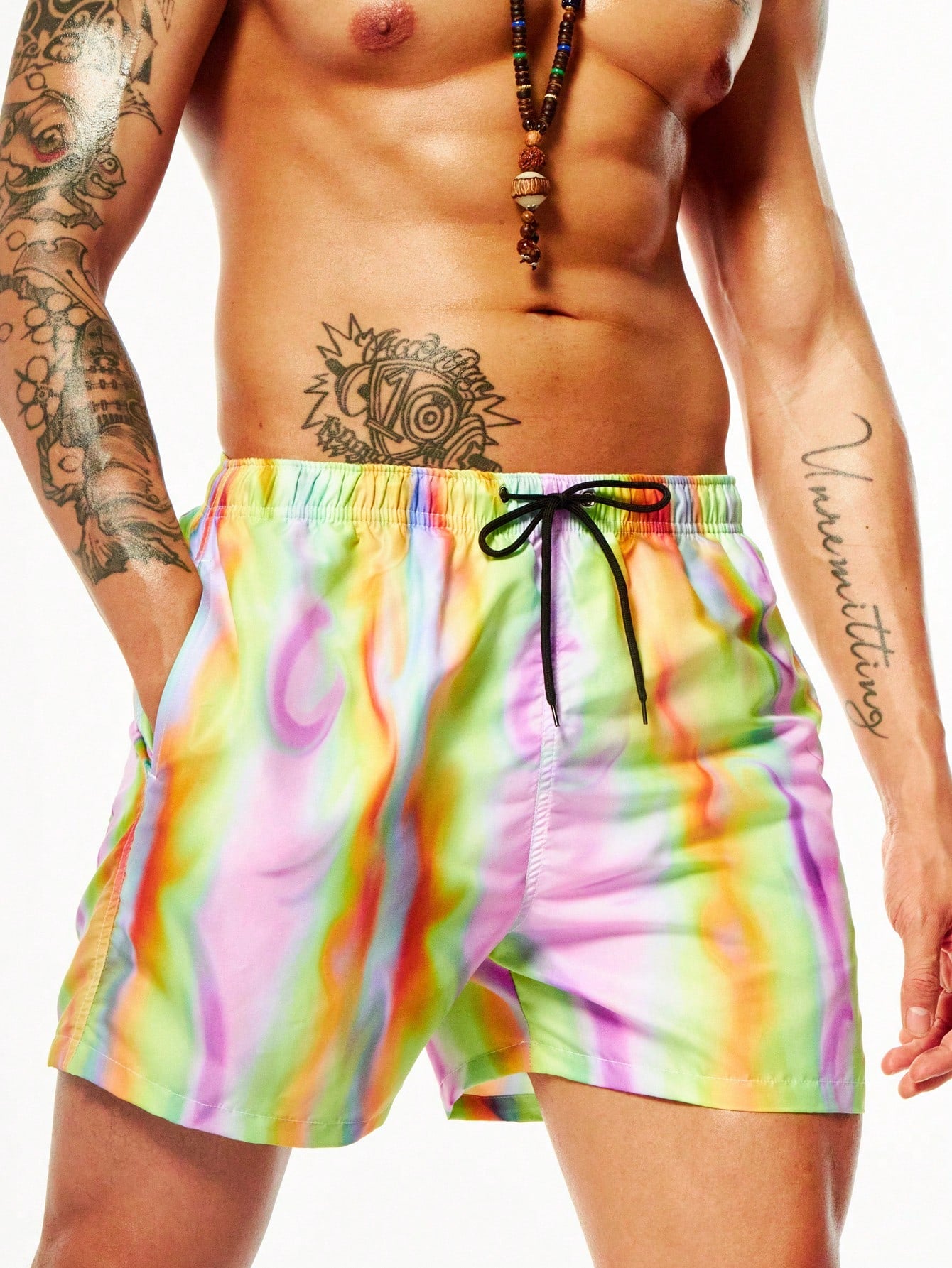 Men's Tie-Dye Elastic Waist Beach Shorts