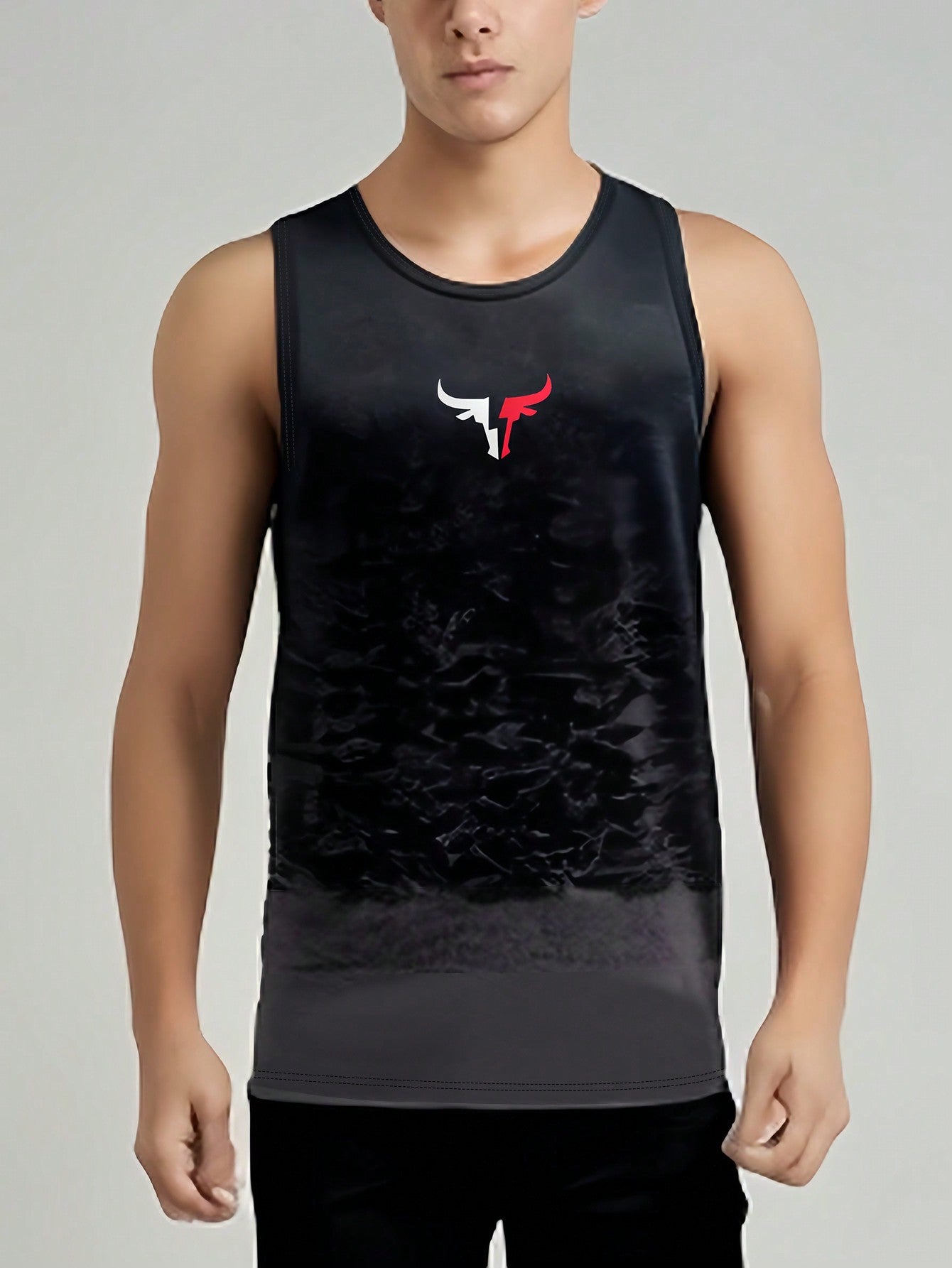 Men's Bull Print Gradient Sports Tank Top Workout Tops