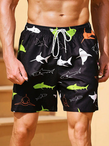 Men's Shark Printed Beach Shorts