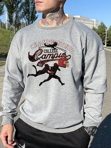 Men's Character & Letter Print Sports Sweatshirt