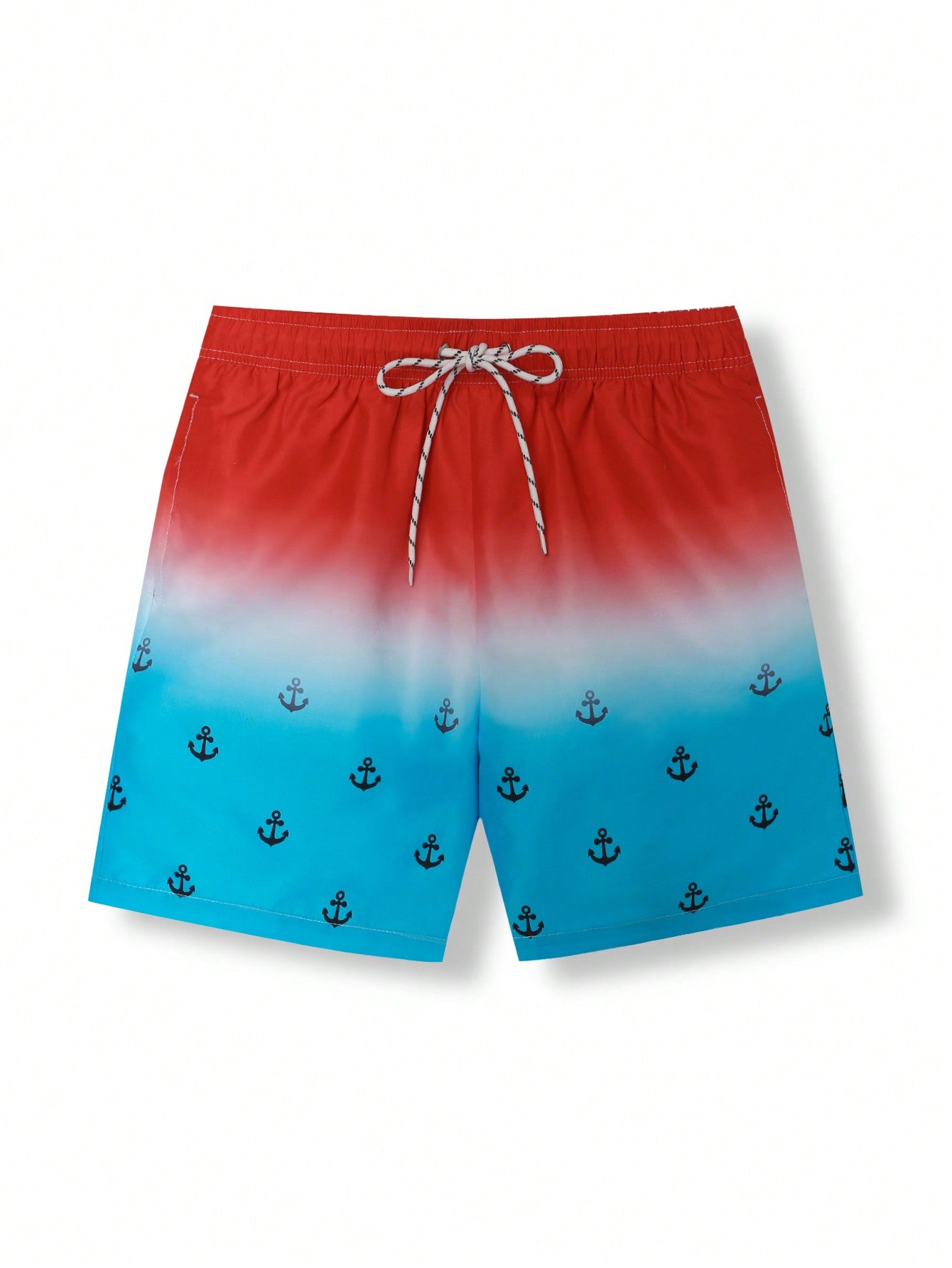 Men's Anchor Printed Drawstring Waist Beach Shorts