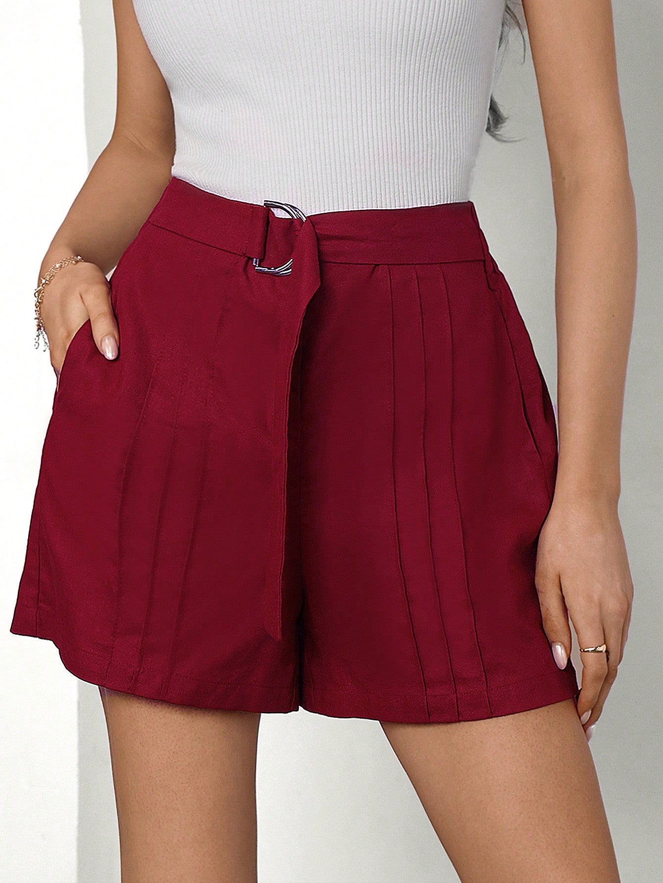 Women's Solid Color Toothpick Slim Fit Shorts