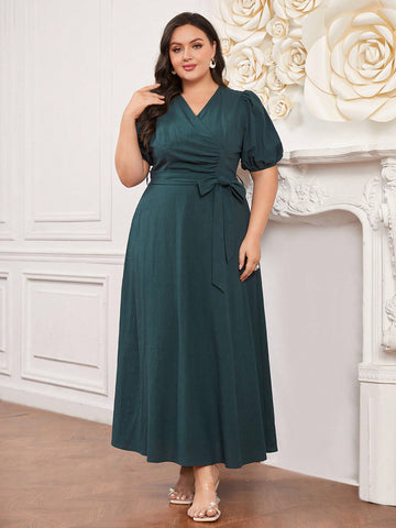 Plus Size V Neck Lace-Up Arabian Clothing