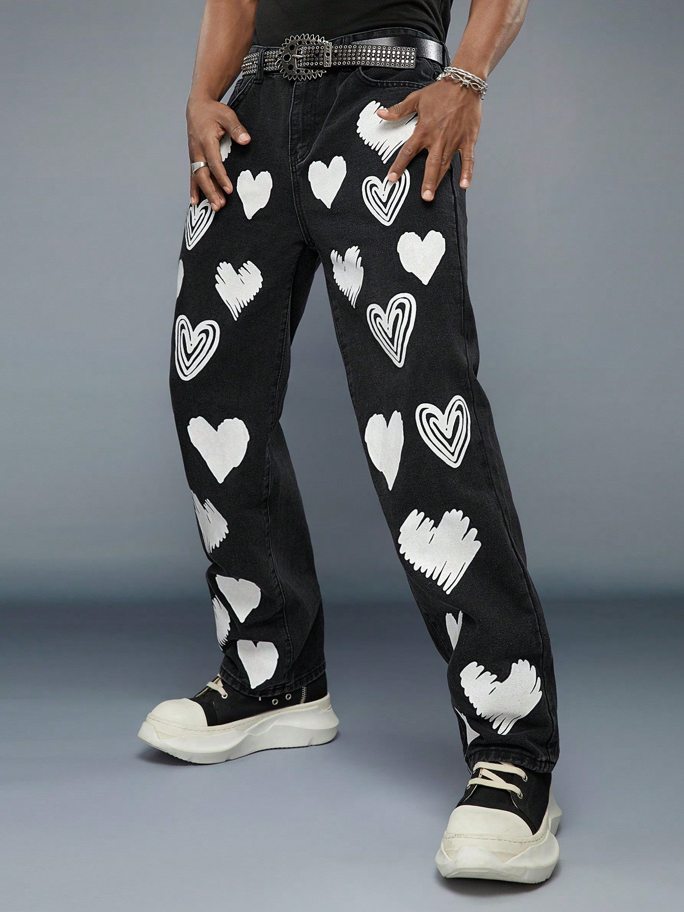 Men's Casual Heart Printed Jeans