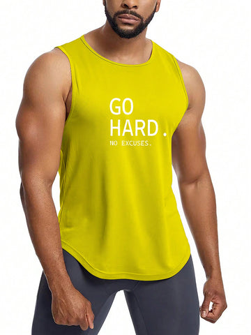 Men's Letter Printed Sports Tank Top Workout Tops