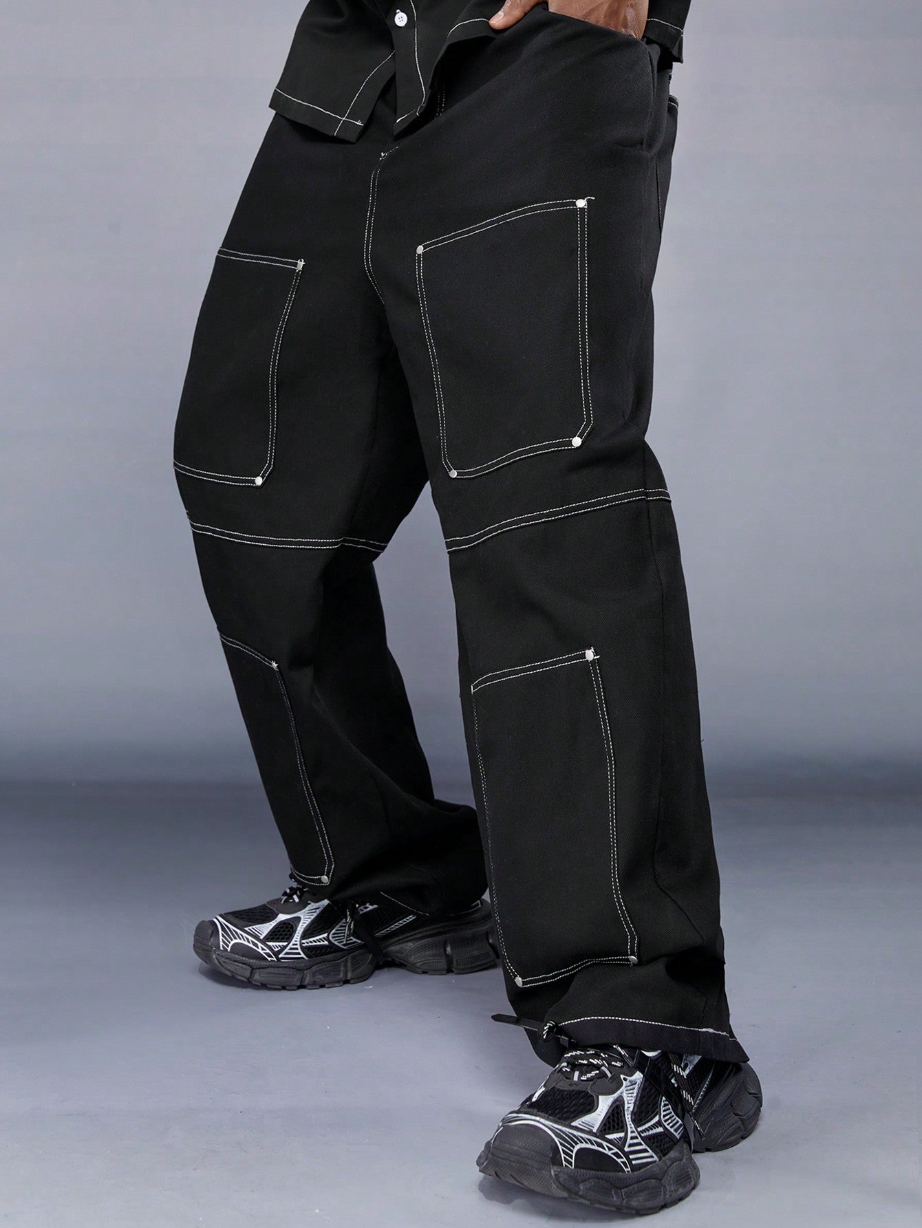 Men's Casual Straight Leg Pants With Contrast Stitching