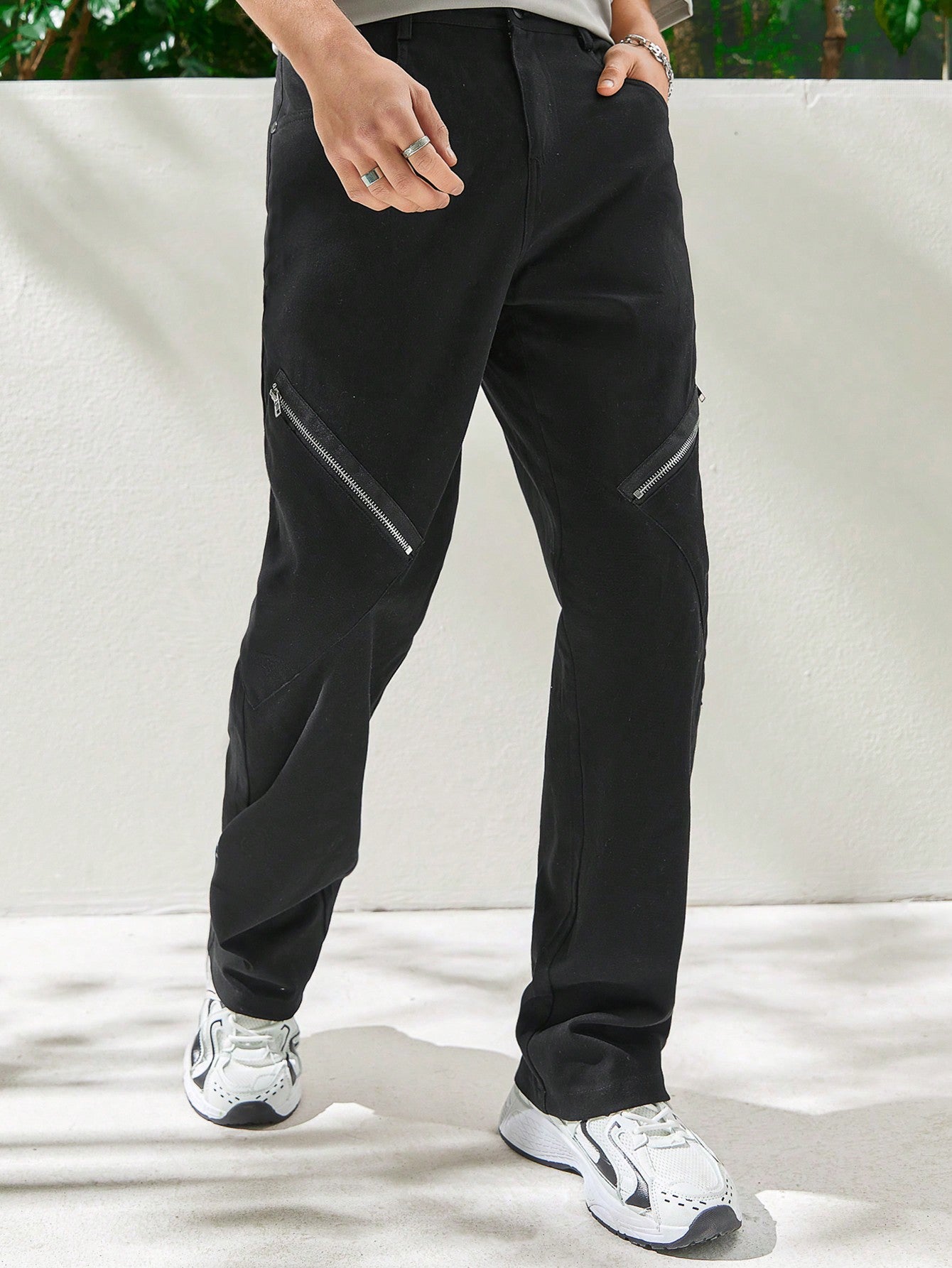 Men's Zipper Casual Straight Leg Pants