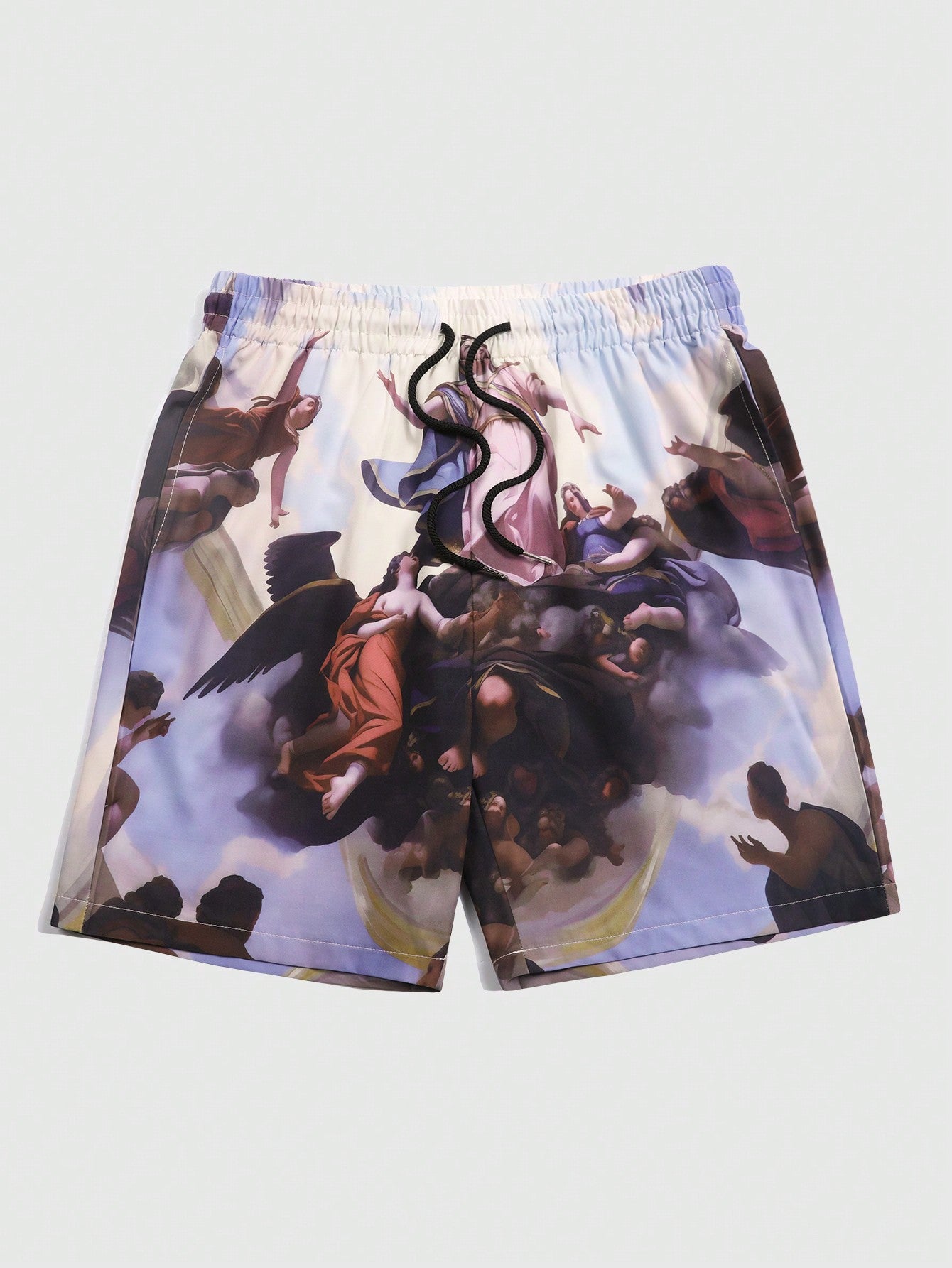 Men's Oil Painting Print Drawstring Waist Summer Shorts