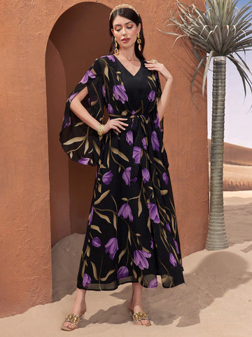 Women's Floral Print Arabic 2pcs/Set