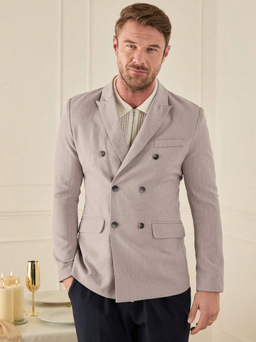 Men's Long Sleeve Double-Breasted Suit Jacket