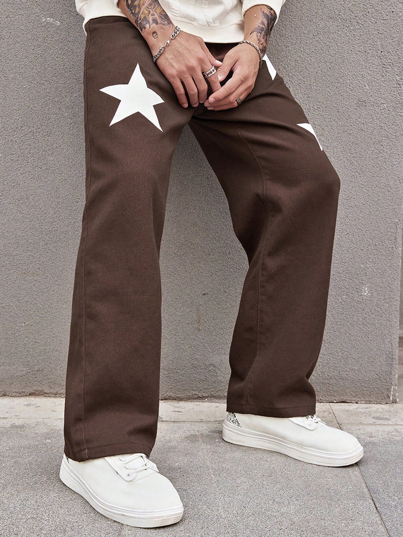 Loose Men's Star Printed Baggy Jeans