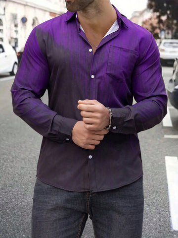 Men's Gradient Long Sleeve Shirt