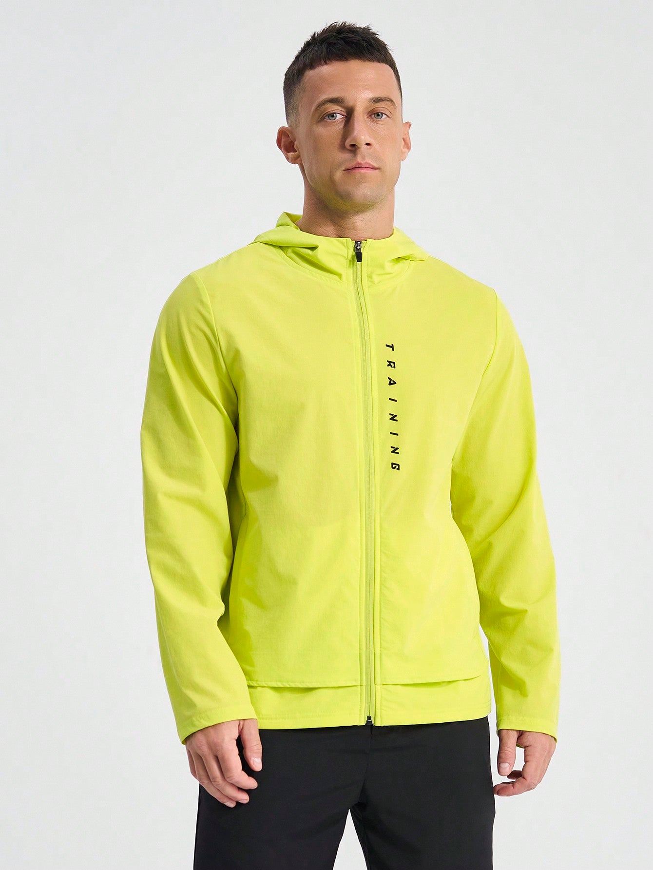 Men's Solid Color Casual Hooded Sports Jacket Workout Tops