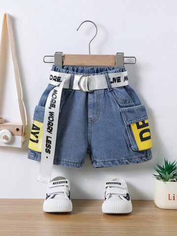 Baby Boy Fashionable Casual Workwear Style Denim Shorts