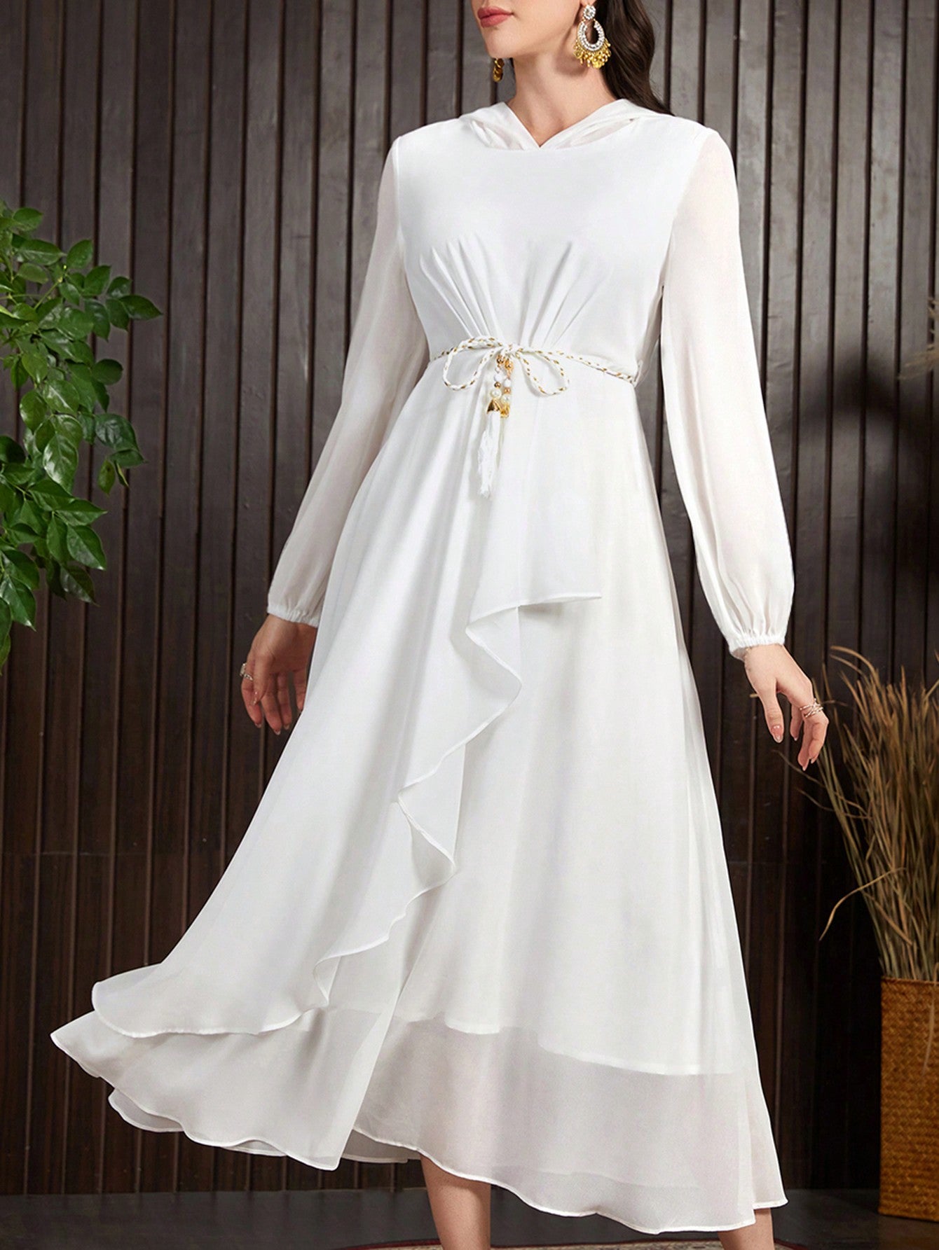 Women's Hooded Long Sleeve Arabian-Style Dress