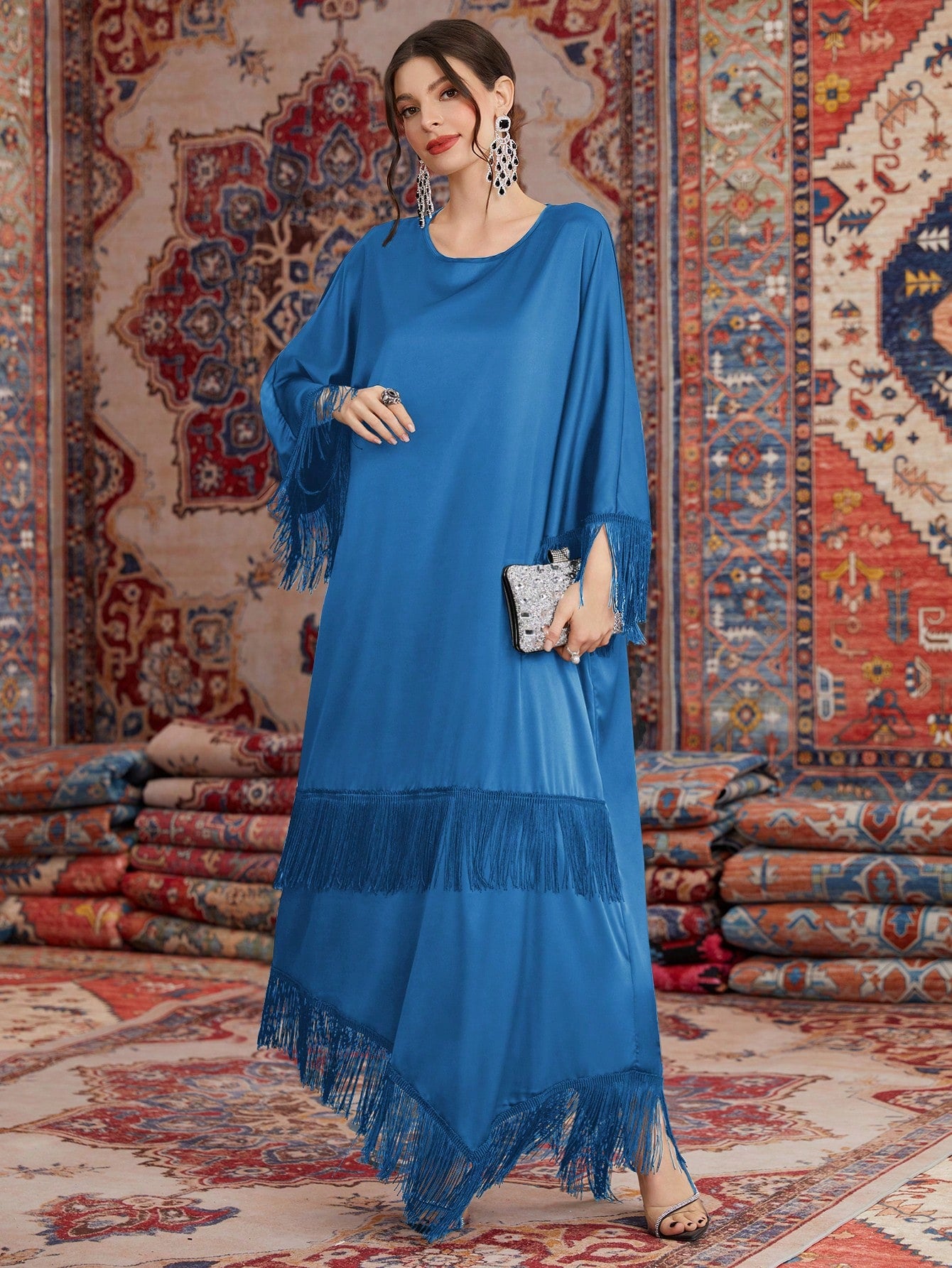 Women's Fringed Decorated Arabian Style Dress