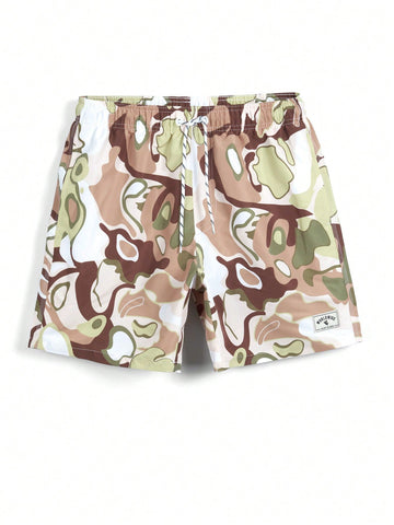 Men's Stylish Printed Elastic Waist Drawstring Beach Shorts