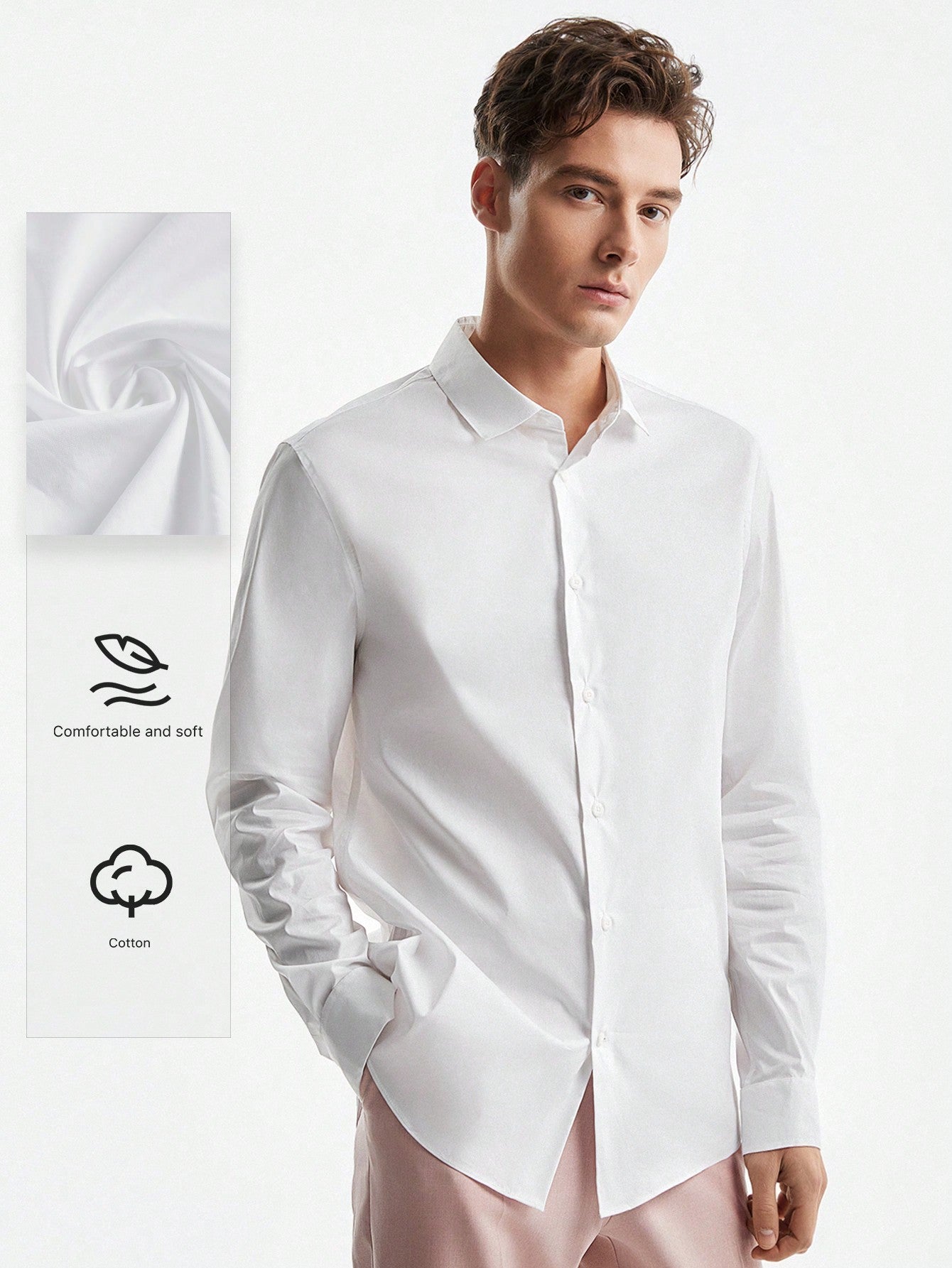 Cotton Summer Business Woven Long Sleeve Shirt