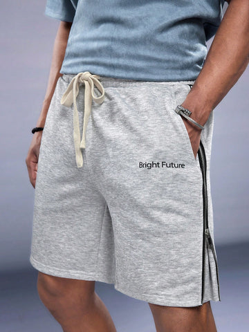 Men's Simple Summer Zipper Closure Knitted Casual Straight Shorts