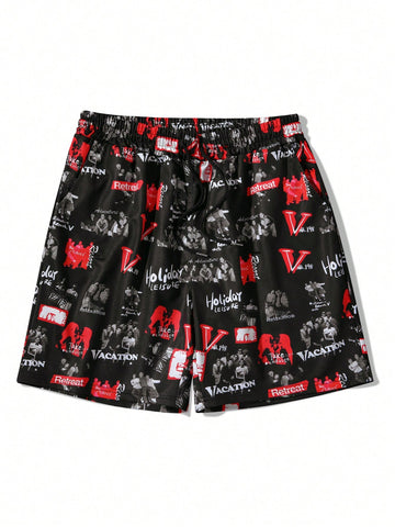 Men's Full Printed Drawstring Waist Shorts