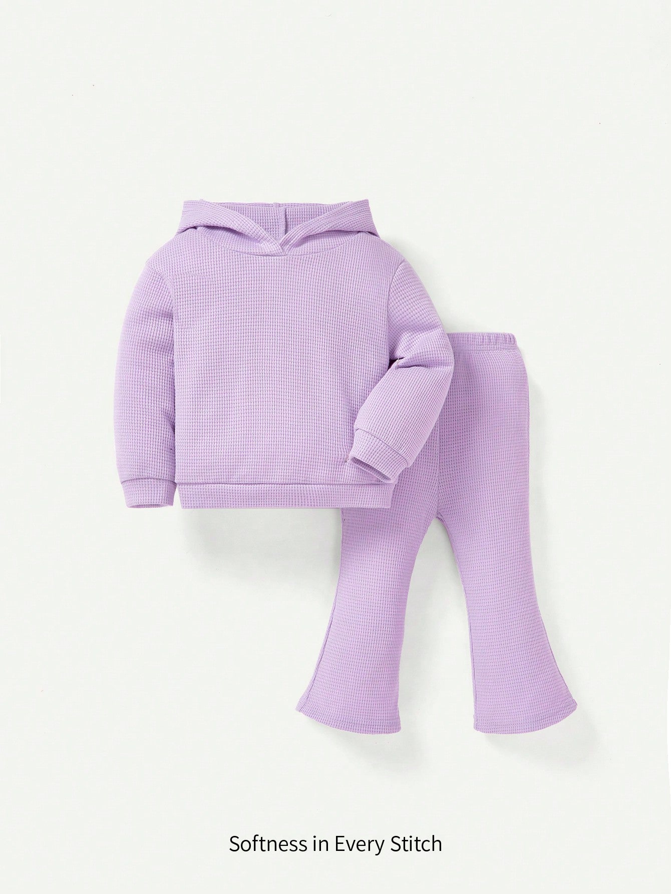 Baby Girl Solid Hoodie & Flare Leg Pants