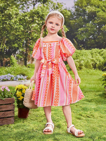 Young Girl's Lovely Casual Pattern Comfortable Holiday Dress