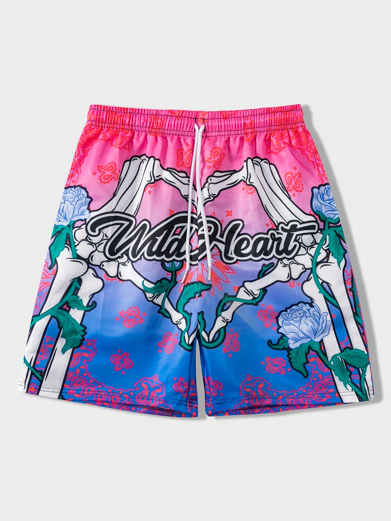 Men Love Slogan Printed Woven Shorts, Suitable For Daily Wear In Spring And Summer