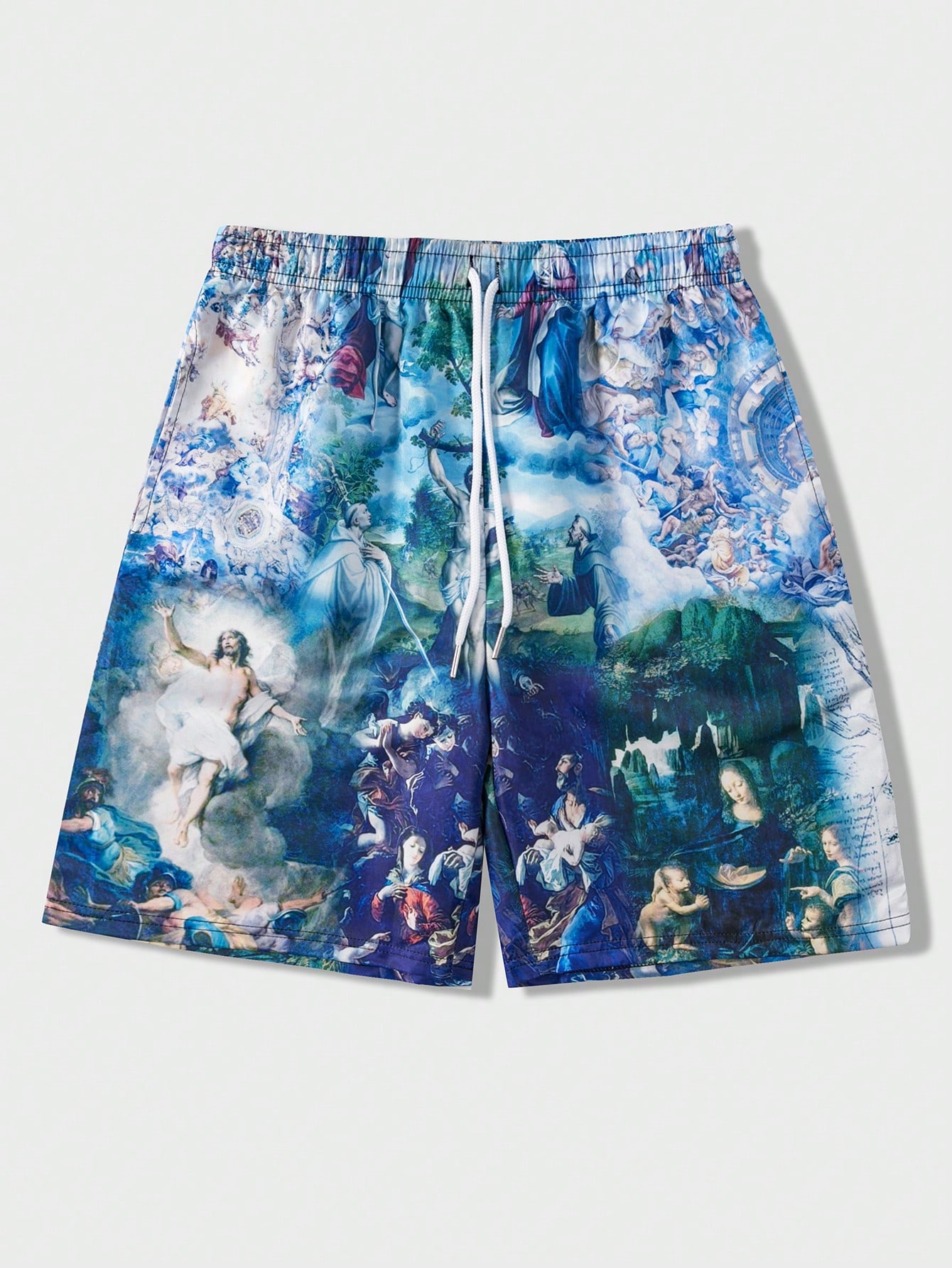 Men Printed Woven Drawstring Shorts, Suitable For Daily Wear In Spring And Summer